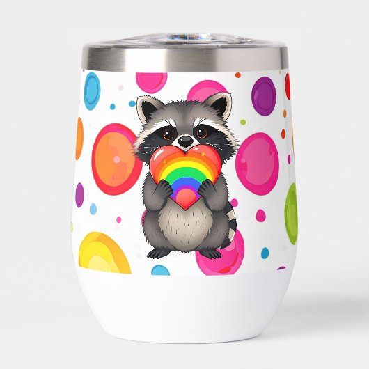 Zoete gepersonaliseerde wasbeer met regenbooghart (Voorkant)