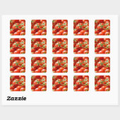 Zoete gepickte Cherry Tomaten Vierkante Sticker (Vel)