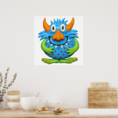 Zoete Gespikkelde Monster Baby Shower Kraamkamer Poster (Keuken)