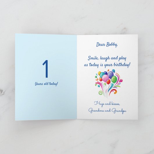 Zoete Gestopte Konijn Jongens Verjaardag Naam Leef Kaart (Binnen)