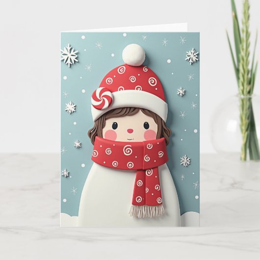 Zoete Gevoelde Winter Figuur Kaart (Voorkant)