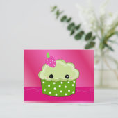 Zoete Gezicht Cupcake Briefkaart (Staand voorkant)