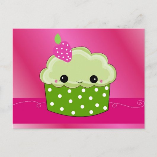 Zoete Gezicht Cupcake Briefkaart (Voorkant)