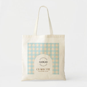 Zoete Gingham preppy Logo Aangepaste Zakelijke of  Tote Bag