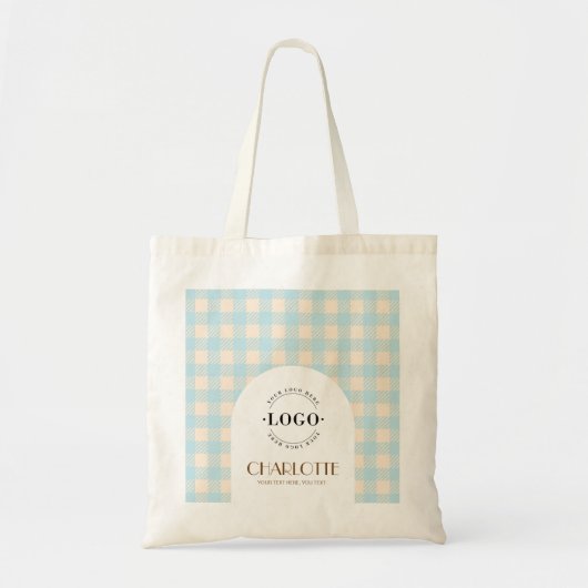 Zoete Gingham preppy Logo Aangepaste Zakelijke of Tote Bag (Voorkant)