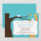 Zoete Giraffe en Vogels Genderneutraal Baby shower Kaart (Voorkant / Achterkant)