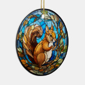 Zoete Glas in lood eekhoorn Keramisch Ornament (Rechts)