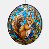 Zoete Glas in lood eekhoorn Keramisch Ornament (Links)