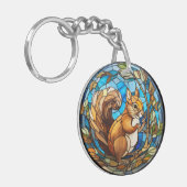 Zoete Glas in lood eekhoorn Sleutelhanger (Voorkant Links)