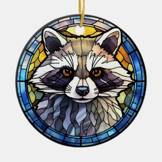 Zoete Glas in lood Frisky Raccoon Keramisch Ornament (Voorkant)