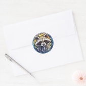 Zoete Glas in lood Frisky Raccoon Ronde Sticker (Envelop)