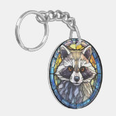 Zoete Glas in lood Frisky Raccoon Sleutelhanger (Voorkant Links)