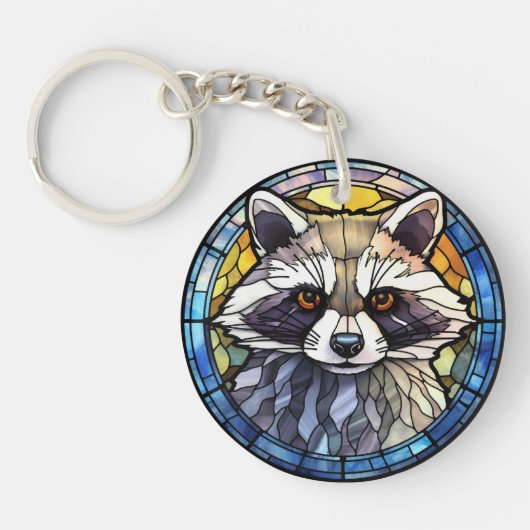 Zoete Glas in lood Frisky Raccoon Sleutelhanger (Voorkant)
