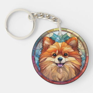 Zoete Glas in lood Pommerse Hond Sleutelhanger