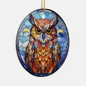 Zoete Glas in lood Uil Keramisch Ornament (Rechts)