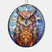 Zoete Glas in lood Uil Keramisch Ornament (Links)