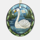 Zoete Glas in lood witte zwaan Keramisch Ornament (Links)