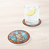 Zoete Glazen in lood berggeit Zandsteen Onderzetter (Zijkant)