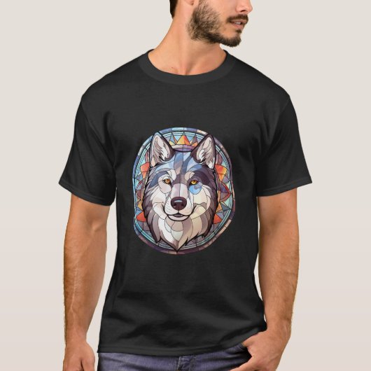 Zoete Glazen in lood hond Siberische Husky T-shirt (Voorkant)