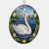 Zoete Glazen in lood zwaan Keramisch Ornament (Rechts)