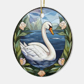 Zoete Glazen in lood zwaan Keramisch Ornament (Links)