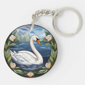 Zoete Glazen in lood zwaan Sleutelhanger (Achterkant)