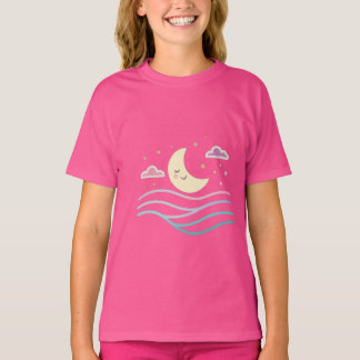 Zoete Glimlachende Maan & Sterren – Cute Nachtontw T-shirt