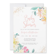 Zoete Gouden Glitter Blozende Roze Bloemen Baby Sh