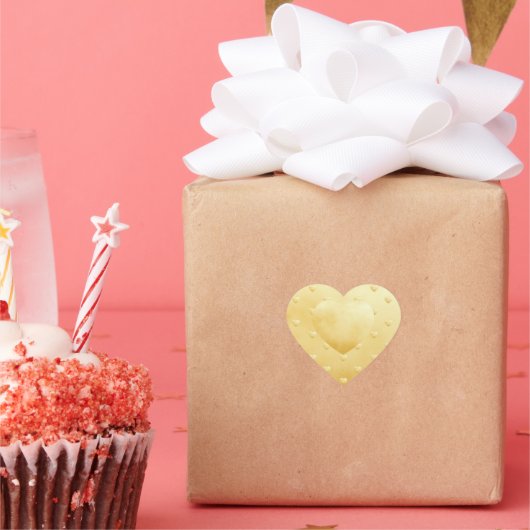 Zoete Gouden Harten Patroon op Nep Goud Hart Sticker (Feest)