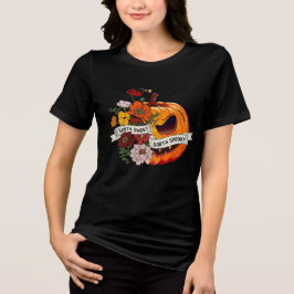Zoete Griezelige Pompoen Bloem Grafische Halloween Tri-Blend Shirt