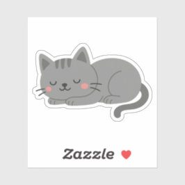 Zoete Grijze Kittenslaap Sticker