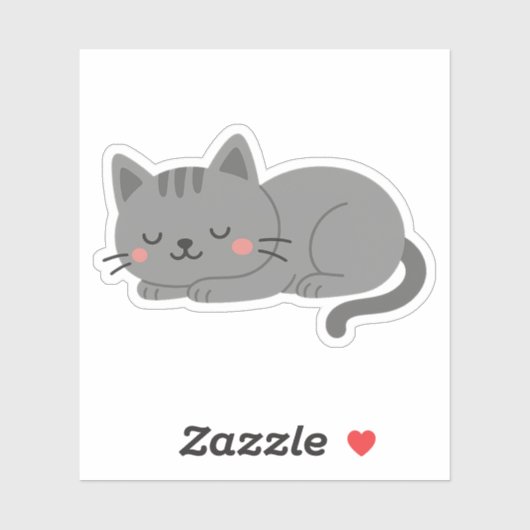 Zoete Grijze Kittenslaap Sticker (Vel)