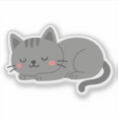 Zoete Grijze Kittenslaap Sticker (Voorkant)