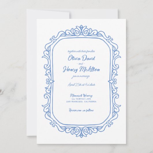 Zoete grillige handgeschreven geïllustreerde bruil kaart (Voorkant)