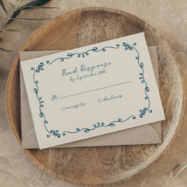 Zoete grillige handgeschreven geïllustreerde bruil RSVP kaartje