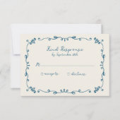 Zoete grillige handgeschreven geïllustreerde bruil RSVP kaartje (Voorkant)