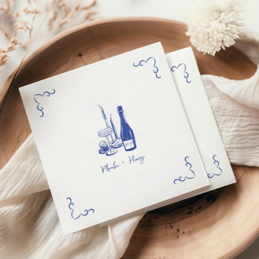 Zoete grillige handgeschreven geïllustreerde bruil servet