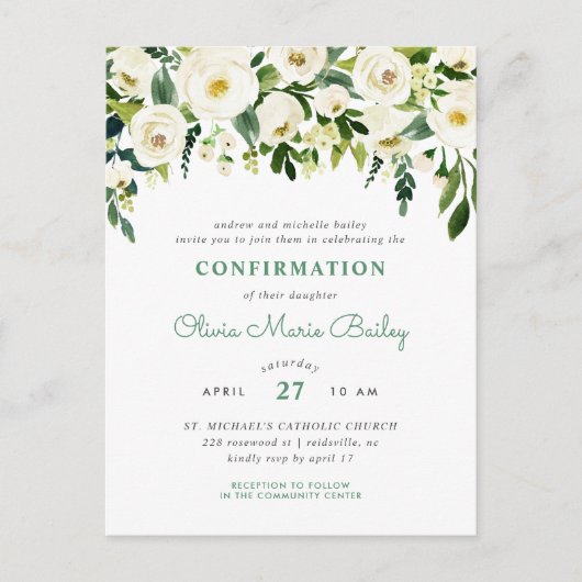 Zoete groen foto bevestiging uitnodiging (Voorkant)