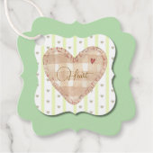 Zoete groene achtergrond met modern hart bedankjes labels (Voorkant)