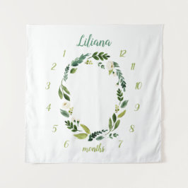 Zoete Groene Baby Naam Maandelijkse Mijlpaal Foto Wandkleed