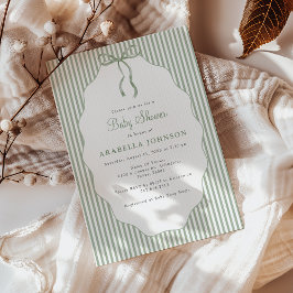 Zoete groene baby shower uitnodiging met strepen e