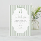 Zoete groene gestreepte strik Baby Shower bedankt (Staand voorkant)