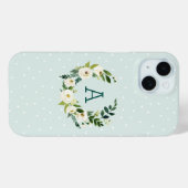 Zoete groene krans en mintstip monogram Case-Mate iPhone case (Achterkant (horizontaal))