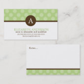 Zoete Groene Polka Dots en Monogram Contactkaartje (Voorkant / Achterkant)