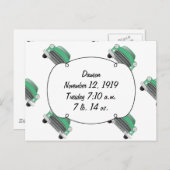 Zoete Groene Retro Auto Baby Jongen Cadeaus Briefkaart (Voorkant / Achterkant)