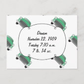 Zoete Groene Retro Auto Baby Jongen Cadeaus Briefkaart (Voorkant)