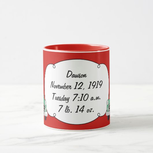 Zoete Groene Retro Auto Baby Jongen Cadeaus Mok (Midden)