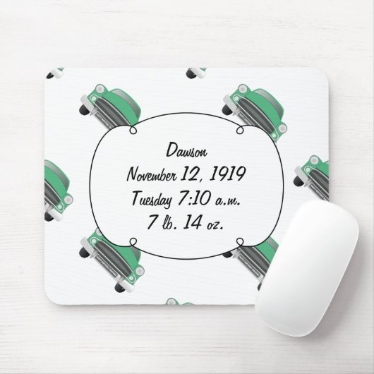 Zoete Groene Retro Auto Baby Jongen Cadeaus Muismat (Met muis)