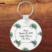 Zoete Groene Retro Auto Baby Jongen Cadeaus Sleutelhanger (Voorkant)
