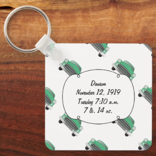 Zoete Groene Retro Auto Baby Jongen Cadeaus Sleutelhanger